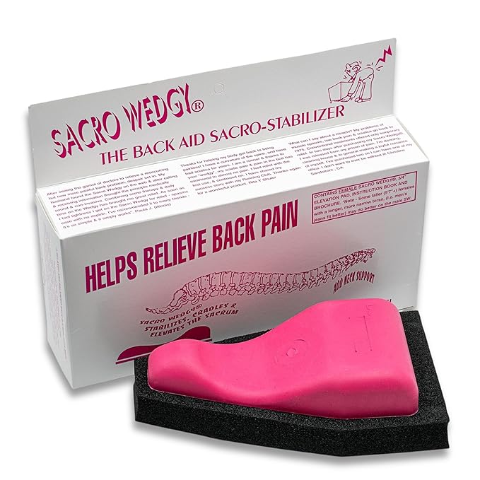 An image of the Sacro Wedgy. The back aid sacro-stabilizer. Helps relieve back pain.